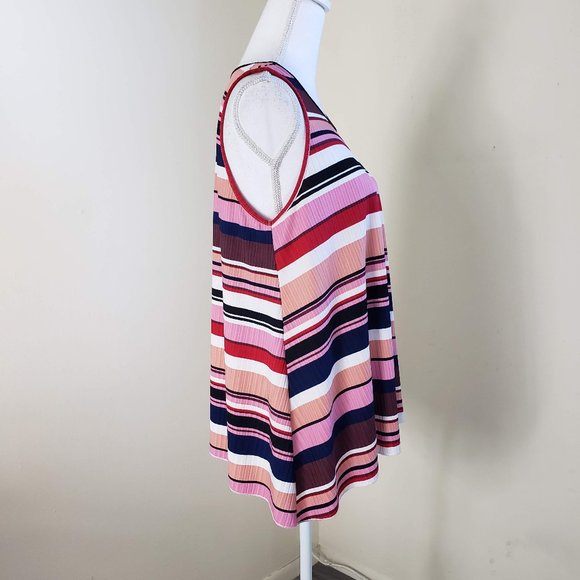 FYVE Scooped Neck Striped Sleeveless Tank Top Multicolor Size Large - Picture 4 of 10